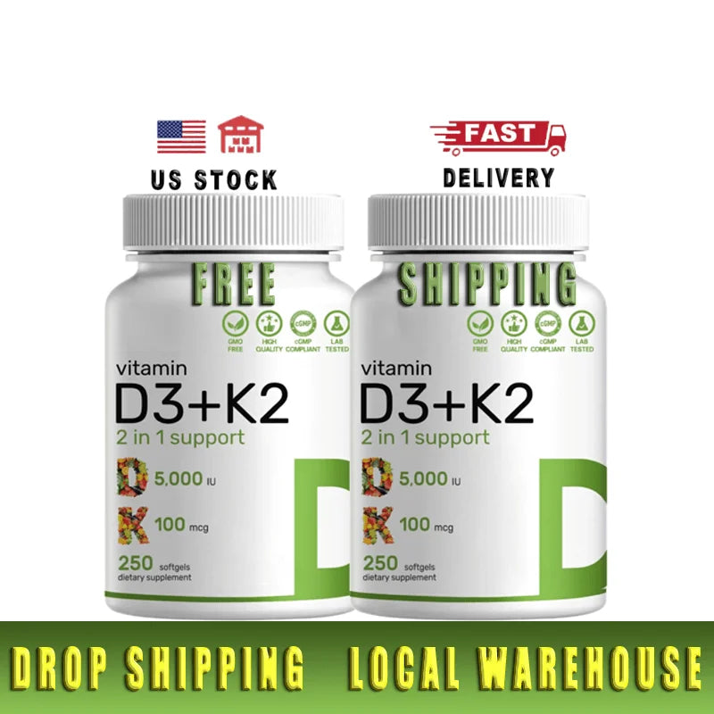 Natural Vitamin D3 and K2 Softgels Made with Pure Ingredients for Daily Nutrition Support Vitamin D3