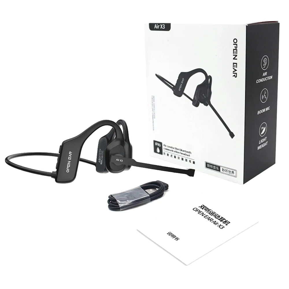 Open-Ear Headsets with Noise Canceling Microphone Wireless Bluetooth Air Conduction Headphones for Trucker Office Call Center