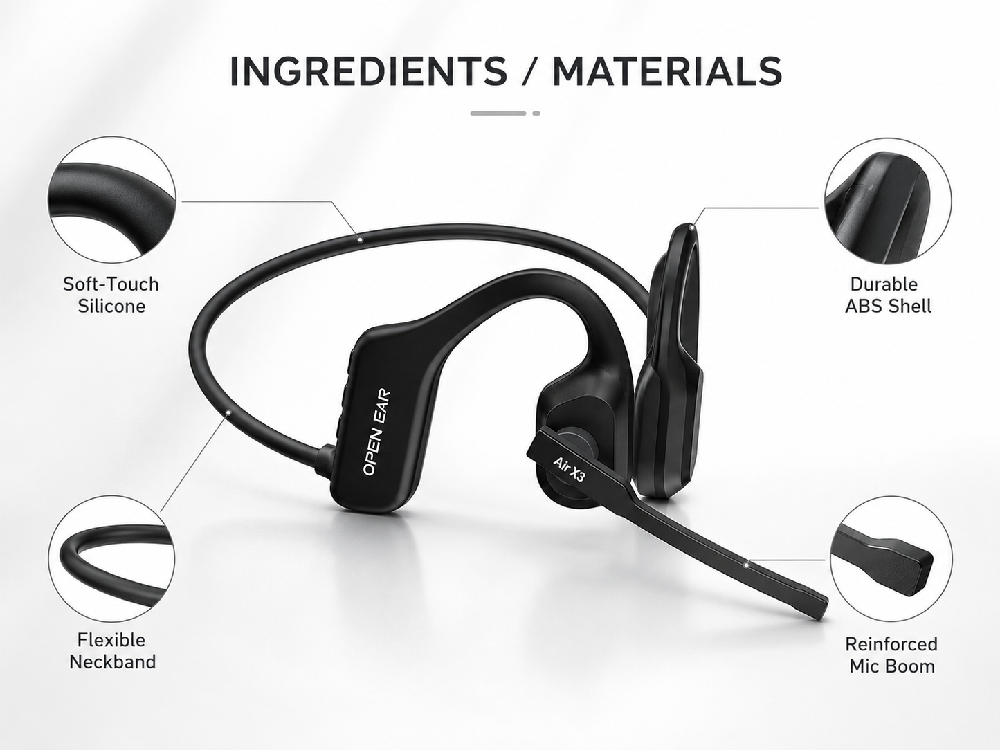DriveTalk Open-Ear Air X3 Bluetooth Headset with Clear Call Mic