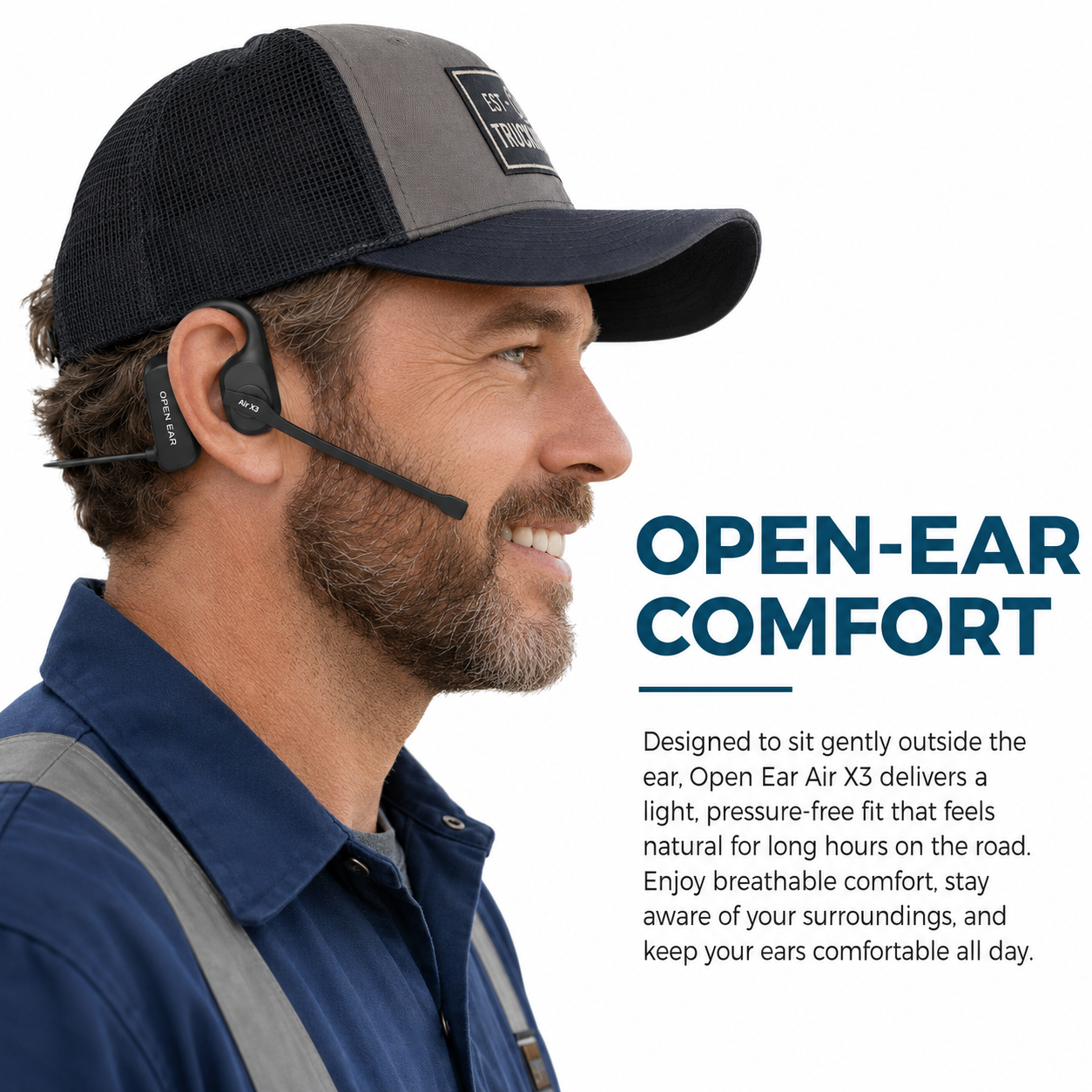 DriveTalk Open-Ear Air X3 Bluetooth Headset with Clear Call Mic