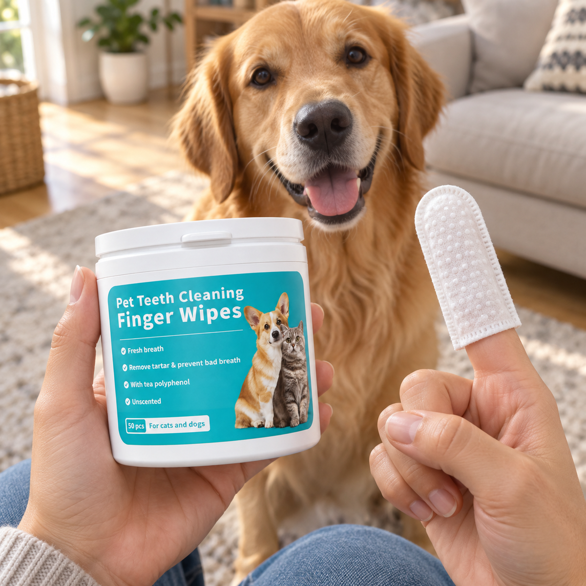 Natural Dental Finger Wipes for Pets