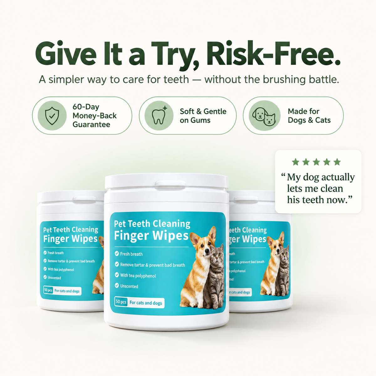 Natural Dental Finger Wipes for Pets