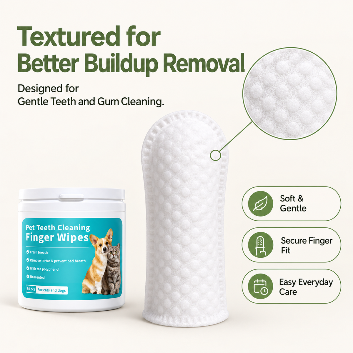 Natural Dental Finger Wipes for Pets
